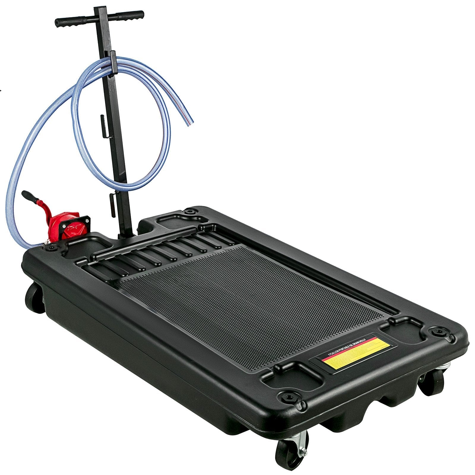 Vevor Low Profile Oil Drain Pan 17 Gallon Foldable Highly Durable & 8' Hose