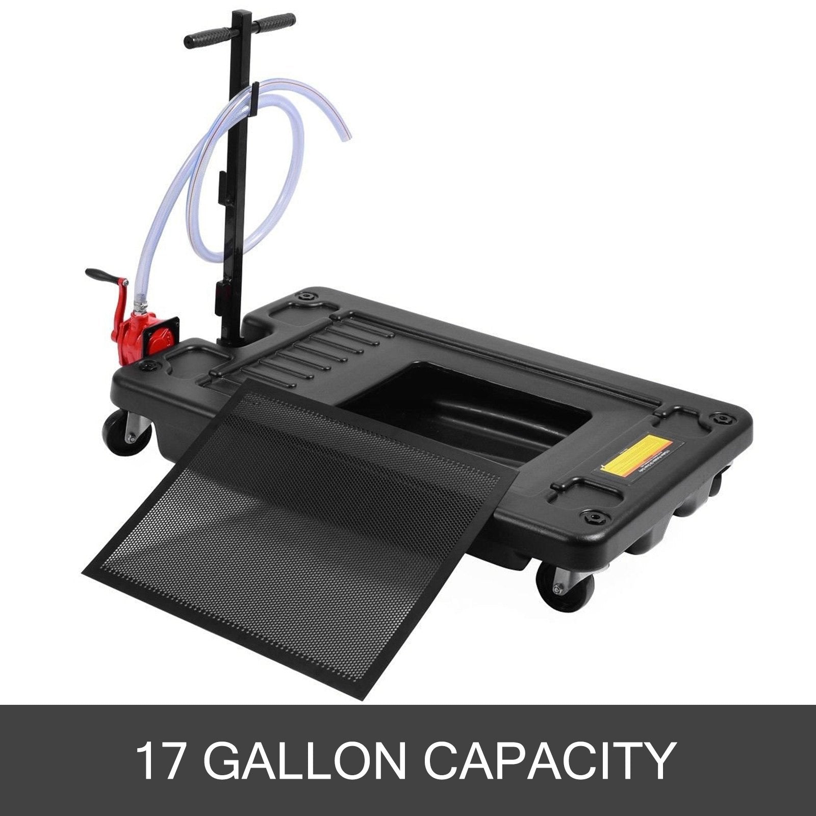 Vevor Low Profile Oil Drain Pan 17 Gallon Foldable Highly Durable & 8' Hose