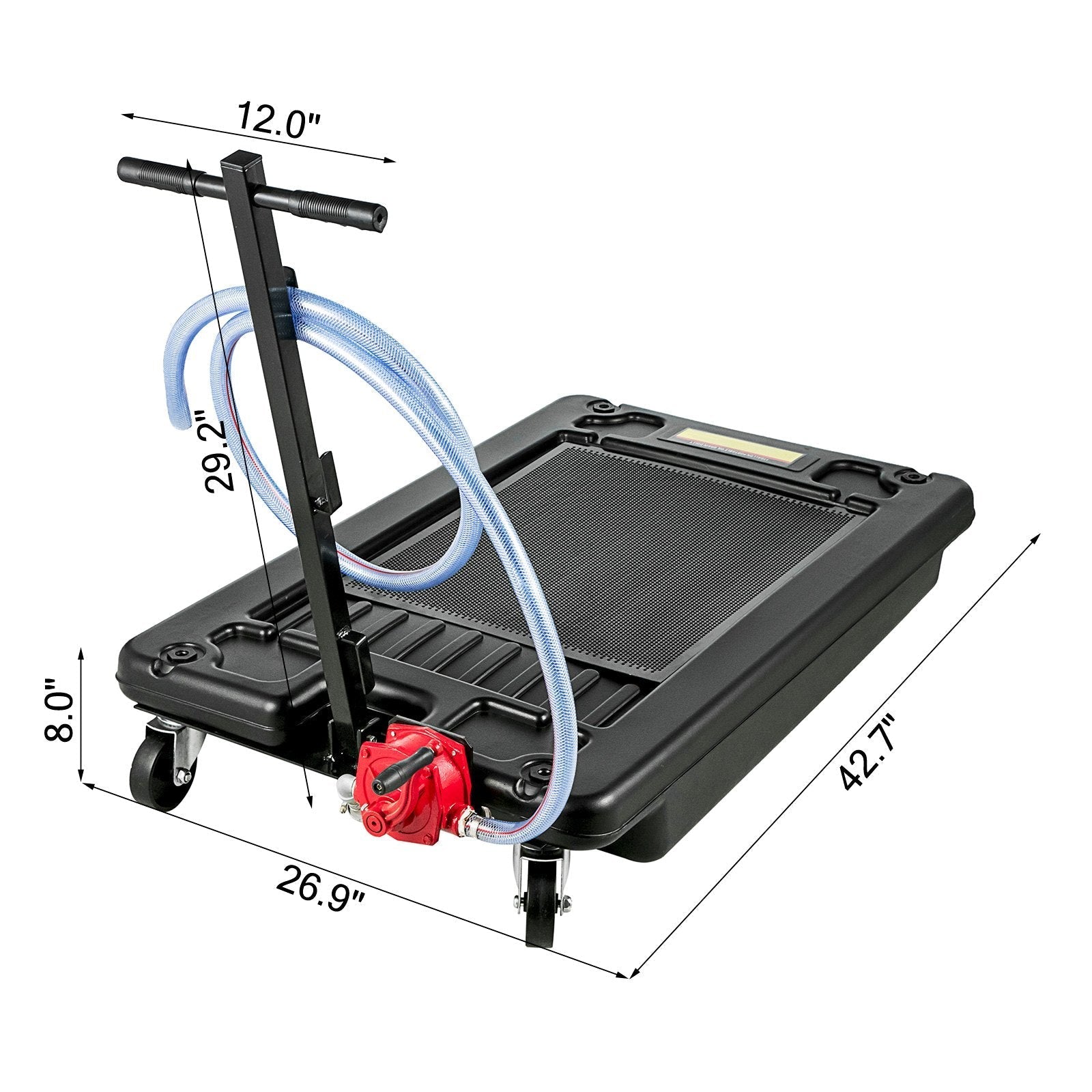 Vevor Low Profile Oil Drain Pan 17 Gallon Foldable Highly Durable & 8' Hose