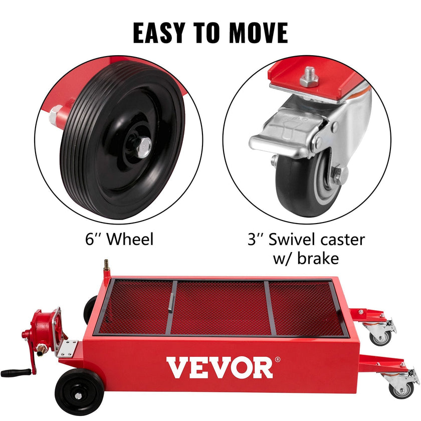 VEVOR Oil Drain Pan 20 Gallon Oil Drain Tank, 76L Low Profile Oil Drain Pan, Large Capacity Oil Change Pan, Foldable Hand, with Pump, Hose, Swivel Casters Wheels for Car, SUV, Trucks Oil Draining