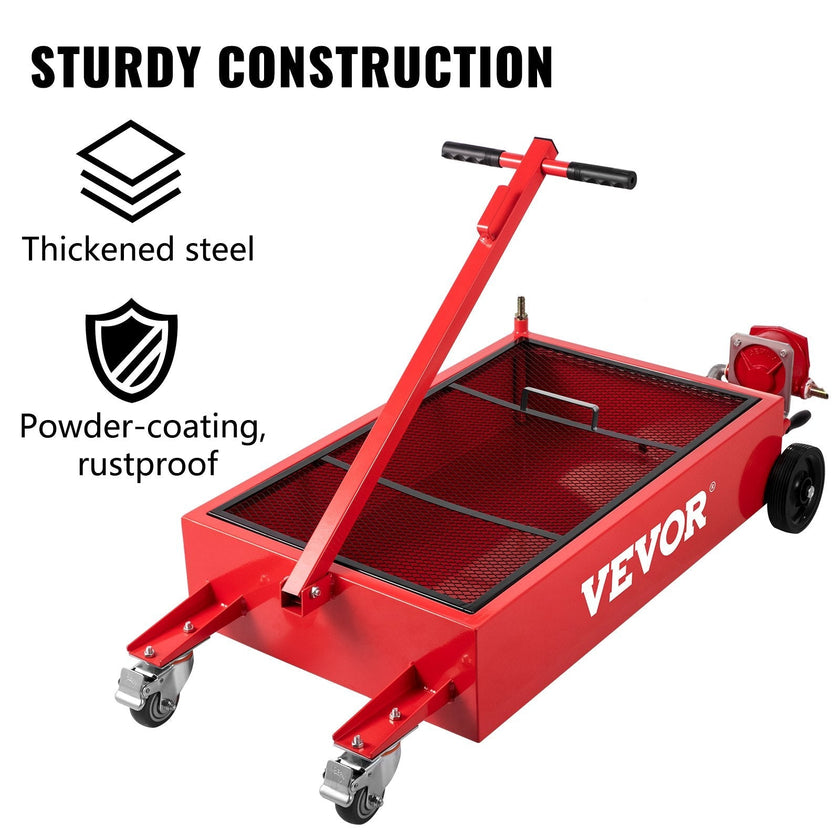 VEVOR Oil Drain Pan 20 Gallon Oil Drain Tank, 76L Low Profile Oil Drain Pan, Large Capacity Oil Change Pan, Foldable Hand, with Pump, Hose, Swivel Casters Wheels for Car, SUV, Trucks Oil Draining
