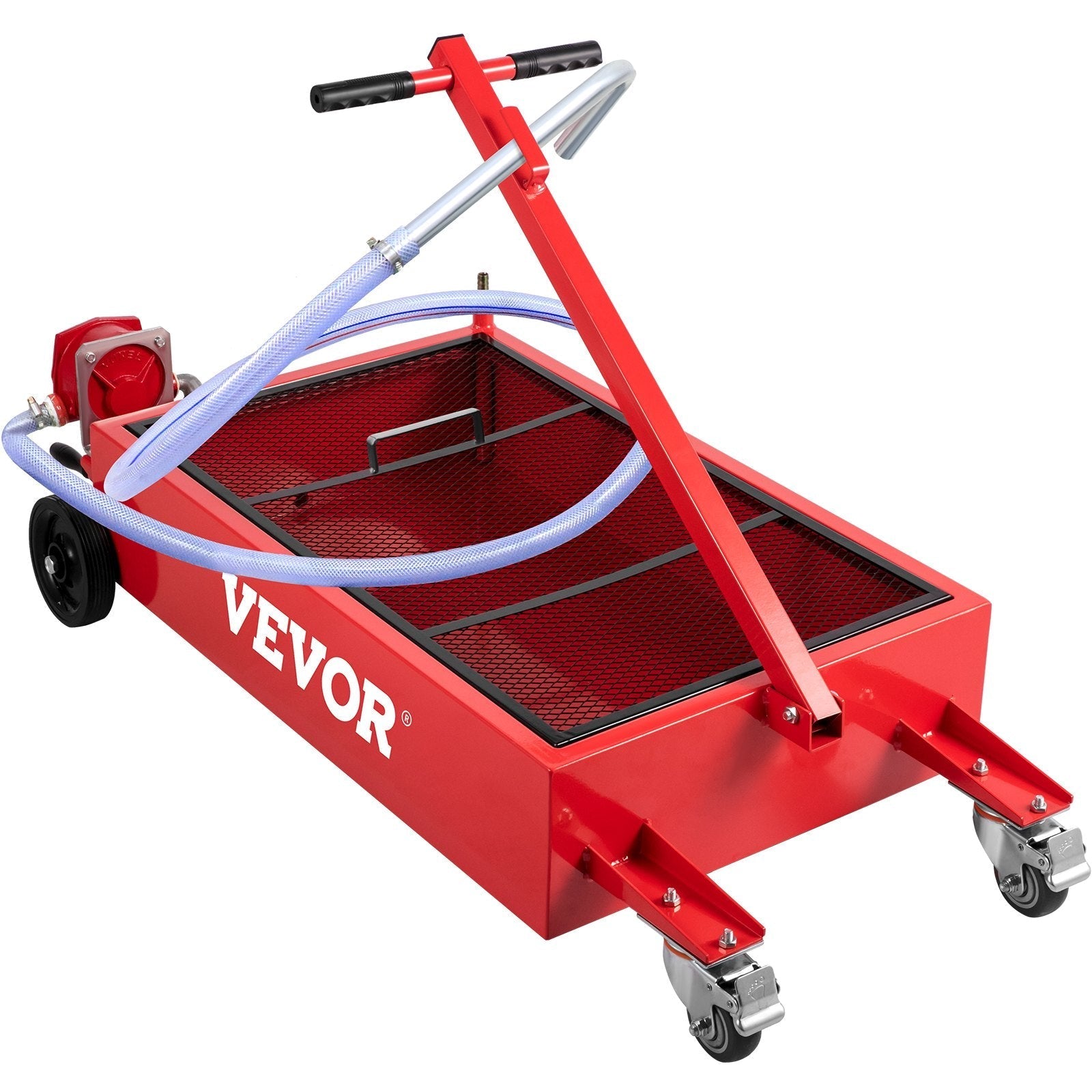 VEVOR Oil Drain Pan 20 Gallon Oil Drain Tank, 76L Low Profile Oil Drain Pan, Large Capacity Oil Change Pan, Foldable Hand, with Pump, Hose, Swivel Casters Wheels for Car, SUV, Trucks Oil Draining