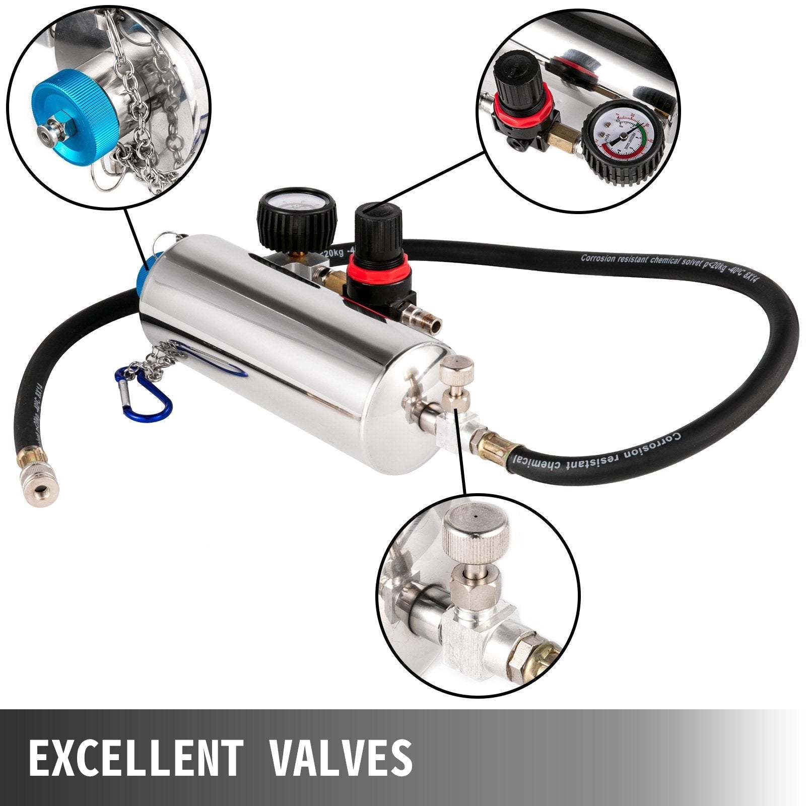 VEVOR Auto Non-Dismantle Fuel System Injector Cleaner, for Petrol EFI Throttle, Cleaning Kits for the Power Supply, Excellent Valves, Tester Supply System, 0-140 PSI