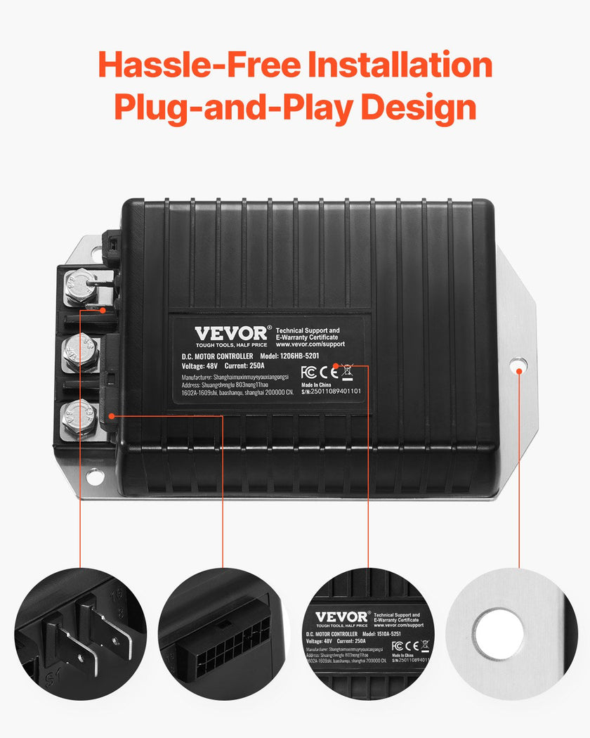 VEVOR Golf Cart Controller 48V 250A Speed Controller for EZGO TXT 1206HB-5201
