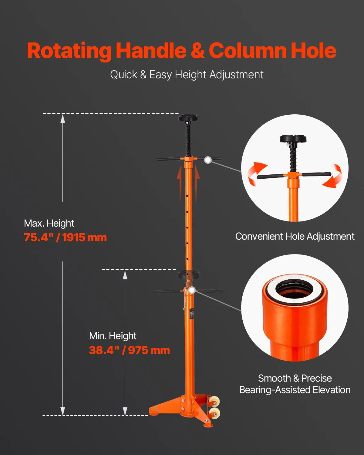 VEVOR Underhoist Support Stand 3/4Ton Capacity Under Hoist Jack Stand Two Wheels