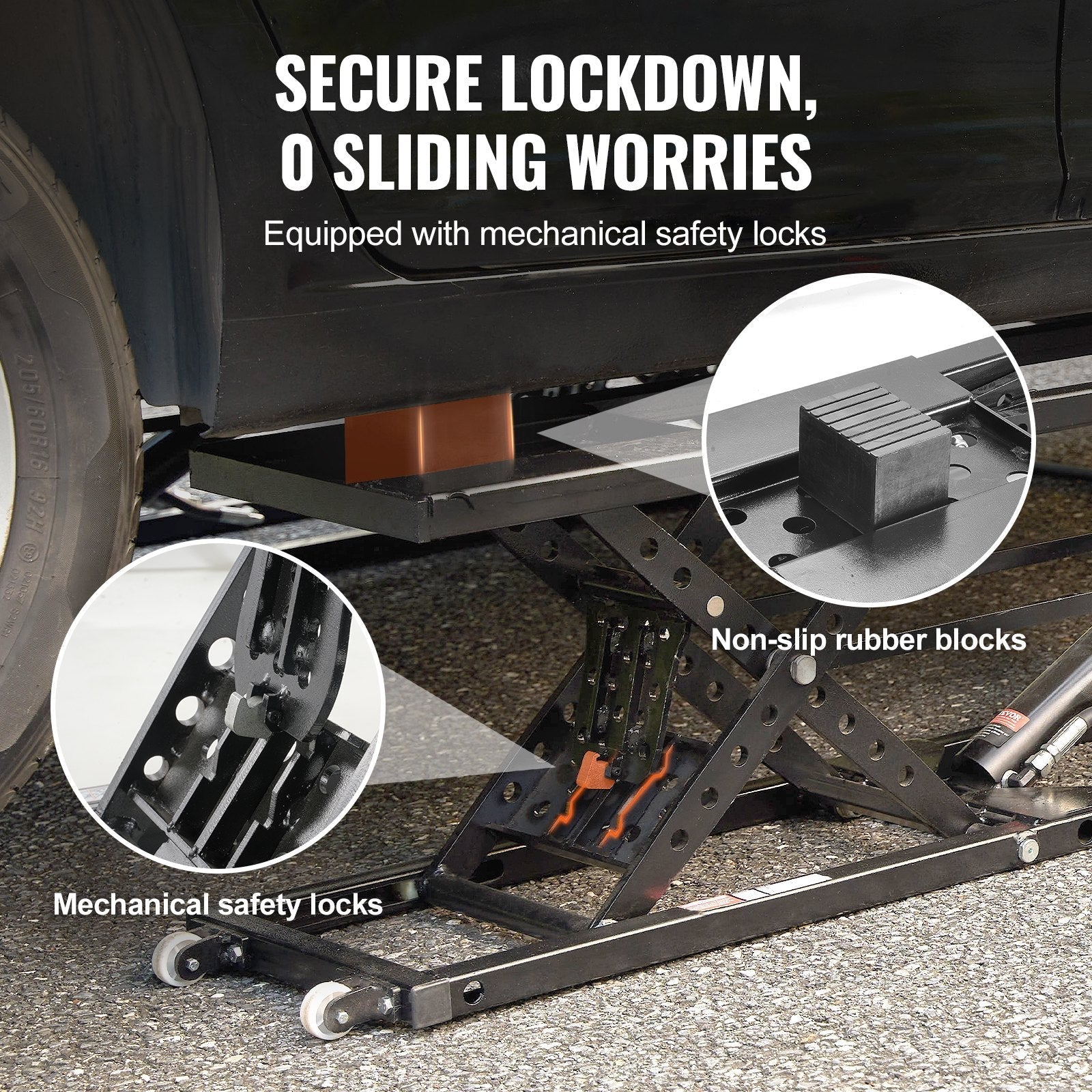 VEVOR Car Lift, 5,000 LBS Capacity Portable Car Lift, with Extended-Length Plates, 25.6