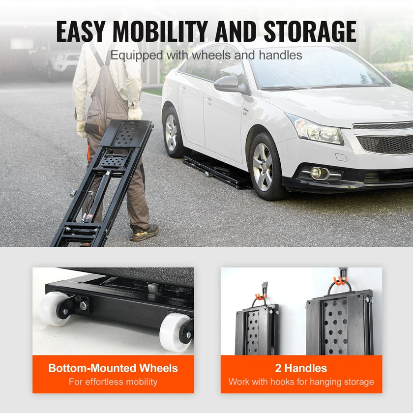 VEVOR Car Lift, 7,000 LBS Capacity Portable Car Lift, with Extended-Length Plates, 26.8