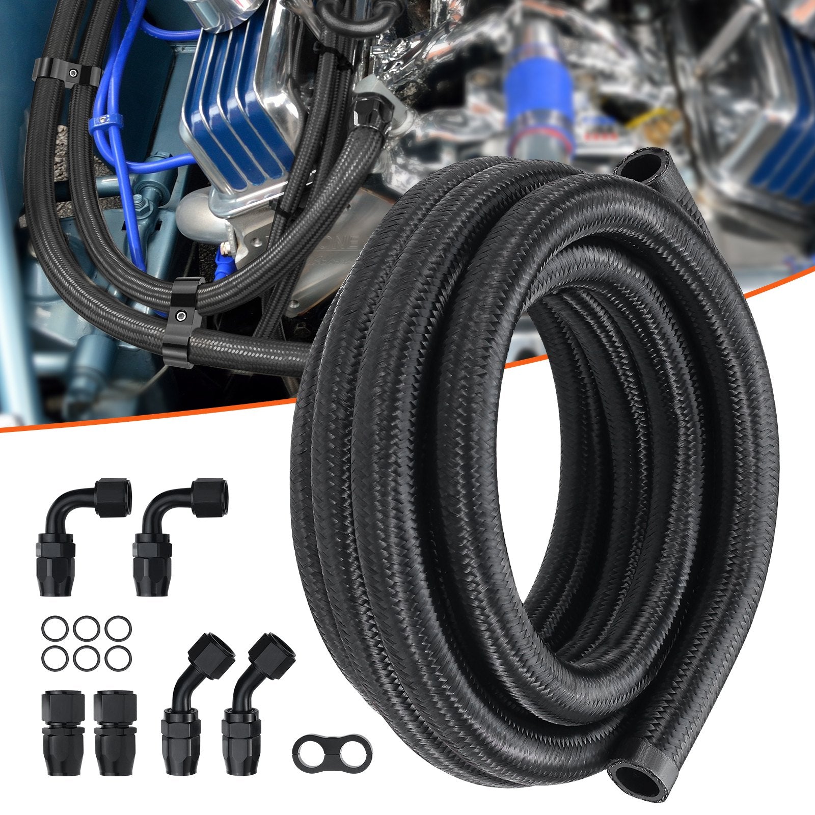 VEVOR 10AN Fuel Line Kit, 10 FT Fuel Hose Kit, 0.55