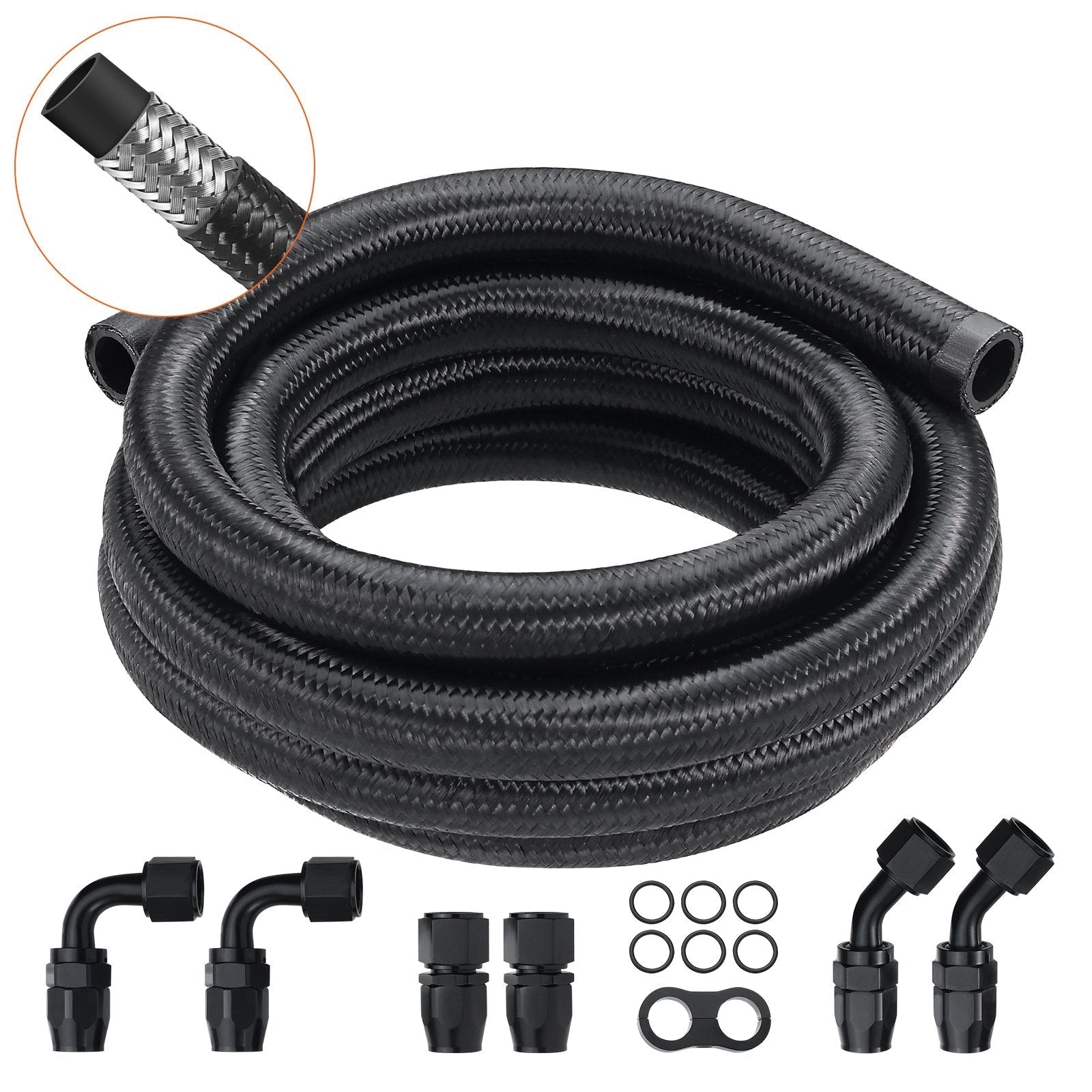 VEVOR 10AN Fuel Line Kit, 10 FT Fuel Hose Kit, 0.55