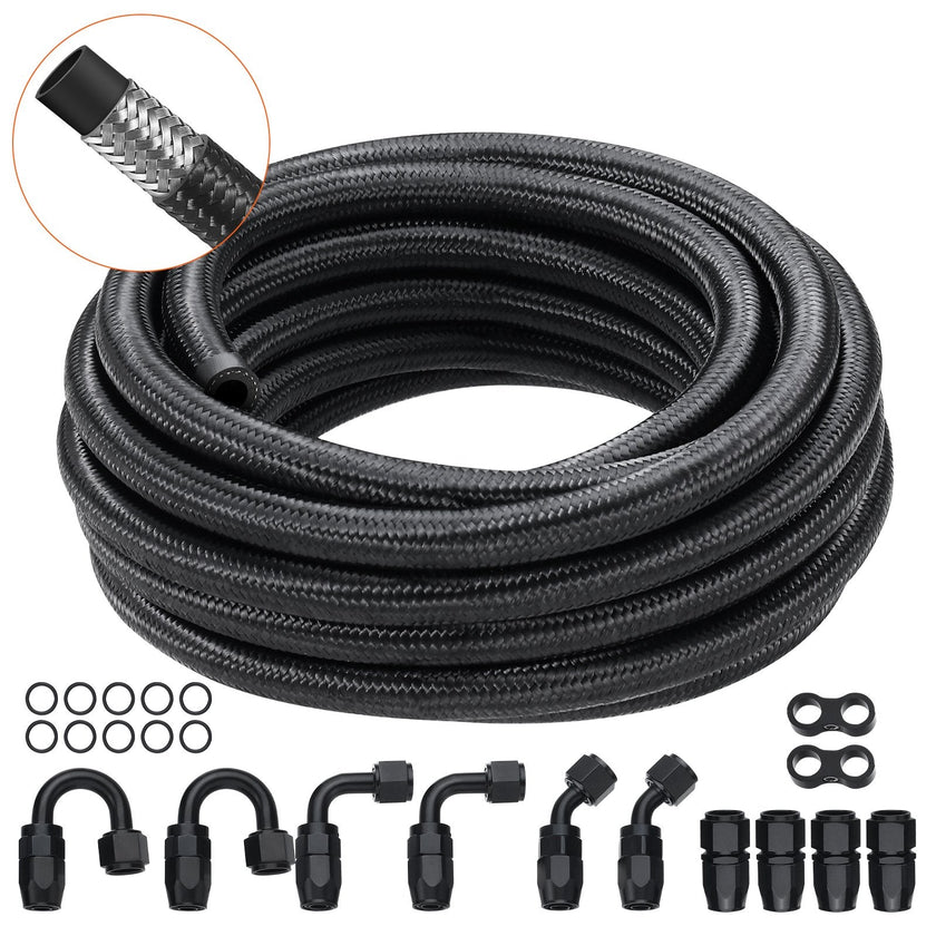 VEVOR 6AN Fuel Line Kit, 20 FT Fuel Hose Kit, 0.34