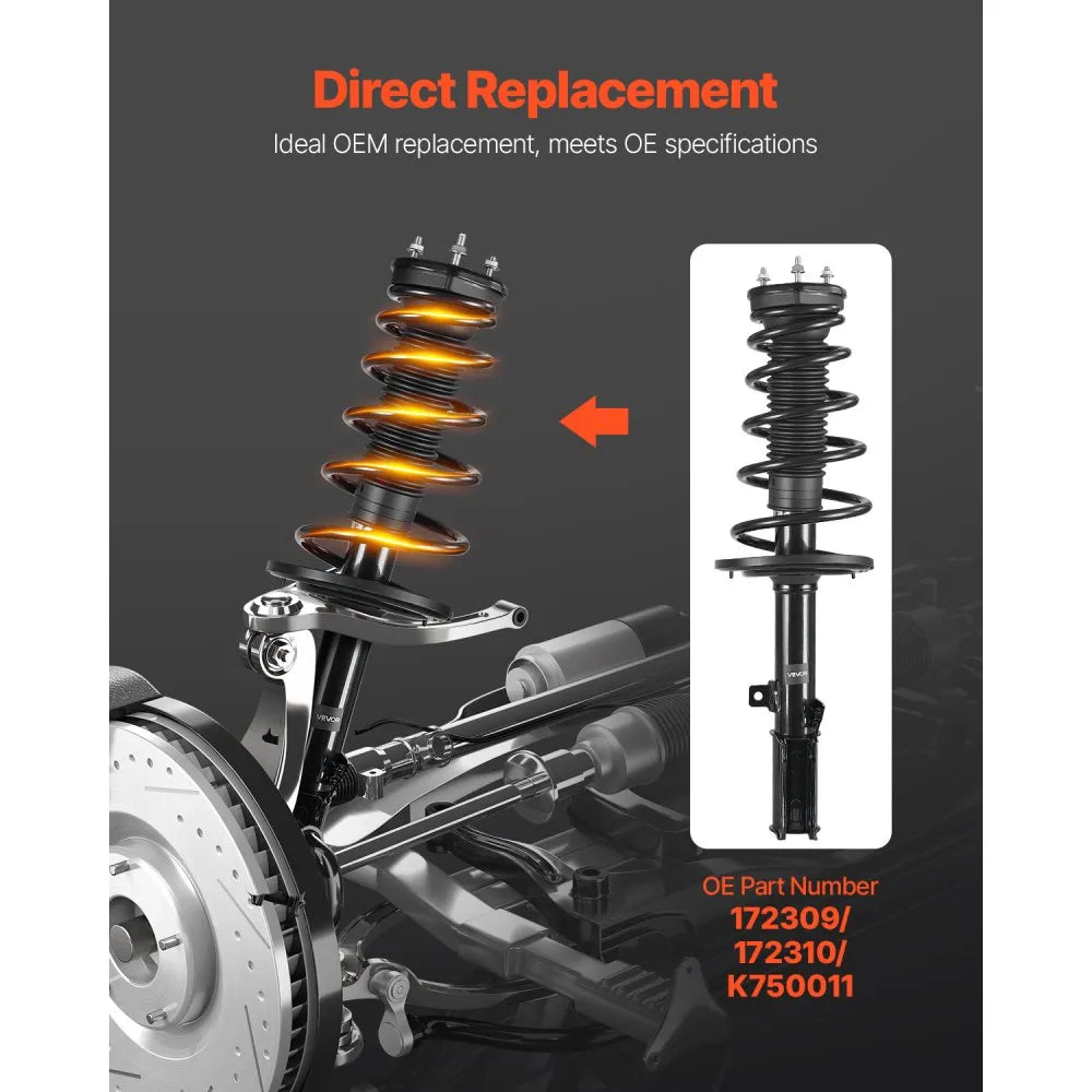 VEVOR Rear Shock Absorber, Toyota Camry 2007-2011 Strut Assembly, Rear Suspension Replacement, Durable Rear Shocks, Direct Fit Shock Absorbers, Core Vehicle Struts, Toyota Camry Suspension Parts