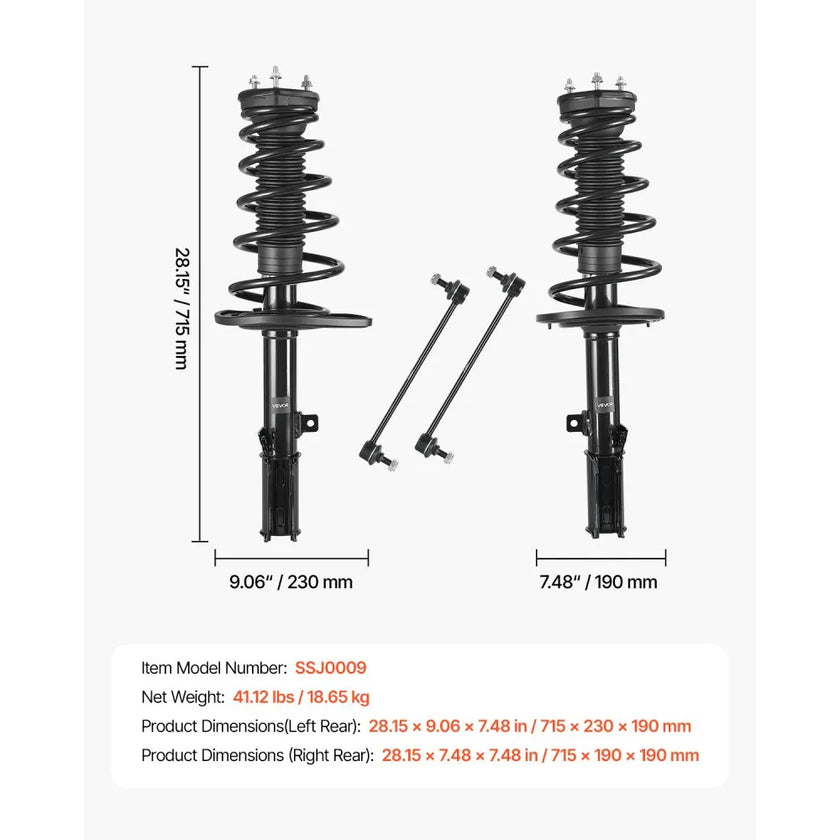 VEVOR Rear Shock Absorber, Toyota Camry 2007-2011 Strut Assembly, Rear Suspension Replacement, Durable Rear Shocks, Direct Fit Shock Absorbers, Core Vehicle Struts, Toyota Camry Suspension Parts