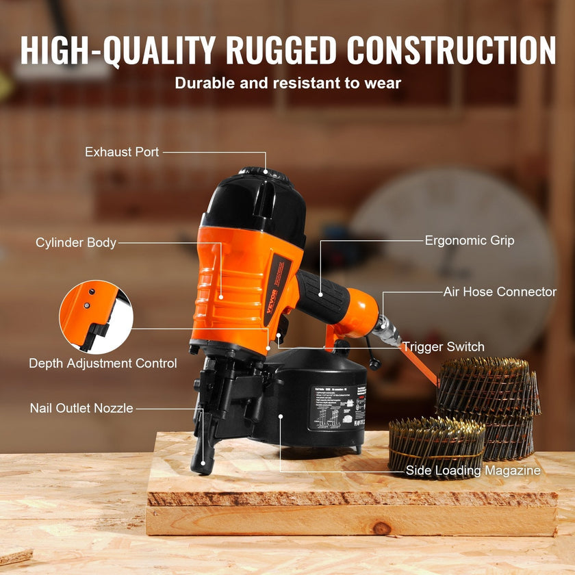 VEVOR CN65 Coil Siding Nailer 1-1/4