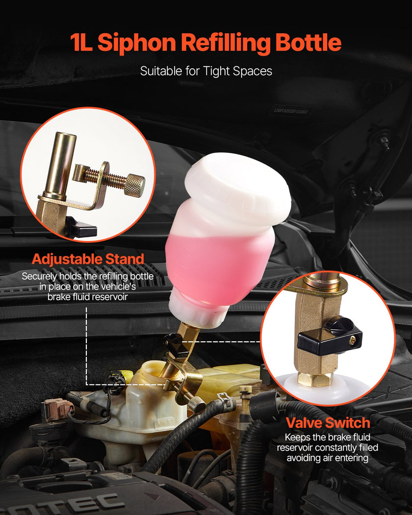 VEVOR 3L Brake Fluid Extractor Brake Bleeder Kit with 13 Hose Connectors