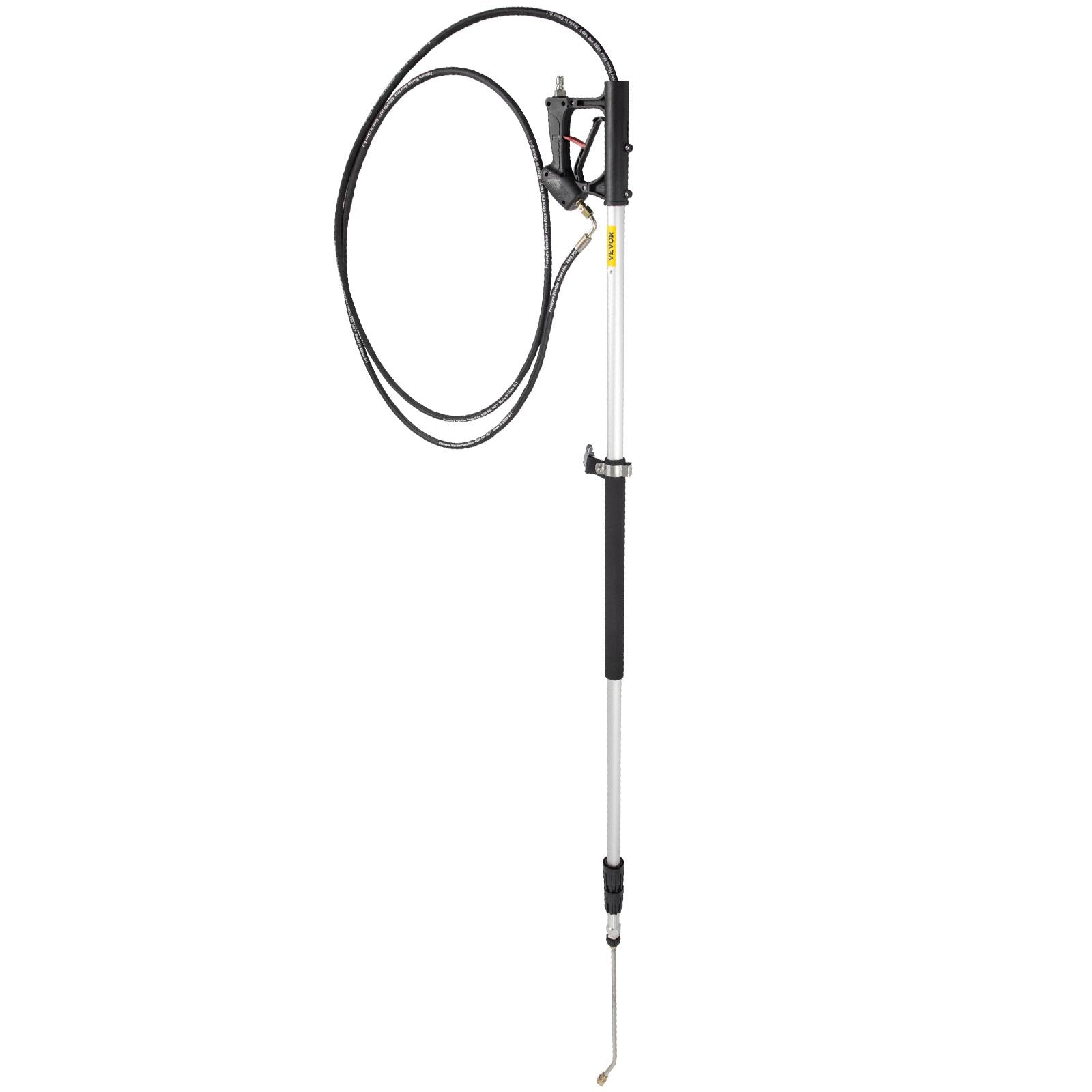 VEVOR Telescoping Pressure Washer Wand, 18ft Length Adjustable Power Washer Extension Wand, 4000PSI 9GPM Power Cleaning Tools w/ Strap Belt, 5 Nozzle Tips, 3/8'' & 1/4'' Quick Connectors, Silver/Black