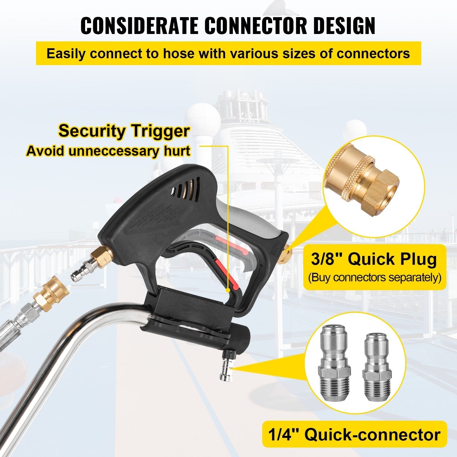 VEVOR Pressure Washer Surface Cleaner, 20'', Max. 4000 PSI Pressure by 2 Nozzles for Cleaning Driveways, Sidewalks, Stainless Steel Frame w/ Rotating Dual Handle, Wheels, Fit for 3/8'' Quick Connector