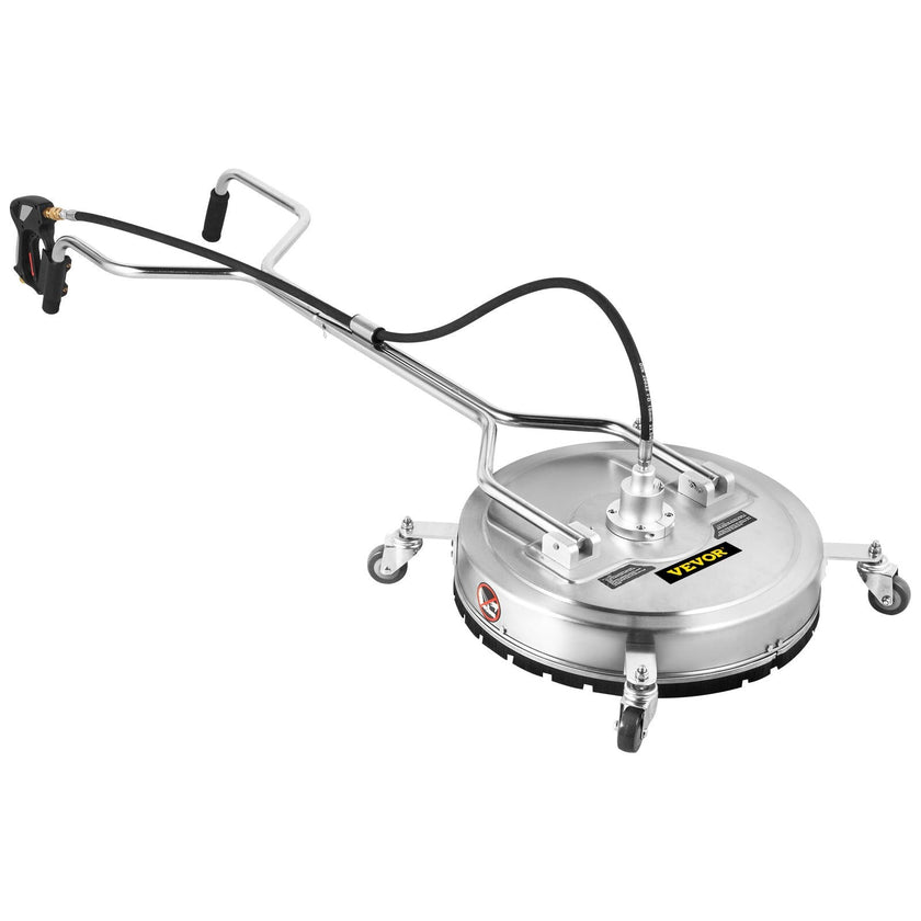 VEVOR Pressure Washer Surface Cleaner, 20'', Max. 4000 PSI Pressure by 2 Nozzles for Cleaning Driveways, Sidewalks, Stainless Steel Frame w/ Rotating Dual Handle, Wheels, Fit for 3/8'' Quick Connector
