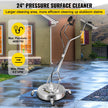 VEVOR Pressure Washer Surface Cleaner, 24'', Max. 4000 PSI Pressure by 2 Nozzles for Cleaning Driveways, Sidewalks, Stainless Steel Frame w/ Rotating Dual Handle, Wheels, Fit for 3/8'' Quick Connector