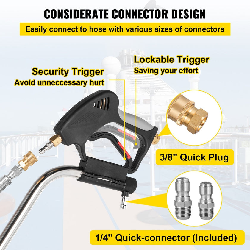 VEVOR Pressure Washer Surface Cleaner, 24'', Max. 4000 PSI Pressure by 2 Nozzles for Cleaning Driveways, Sidewalks, Stainless Steel Frame w/ Rotating Dual Handle, Wheels, Fit for 3/8'' Quick Connector