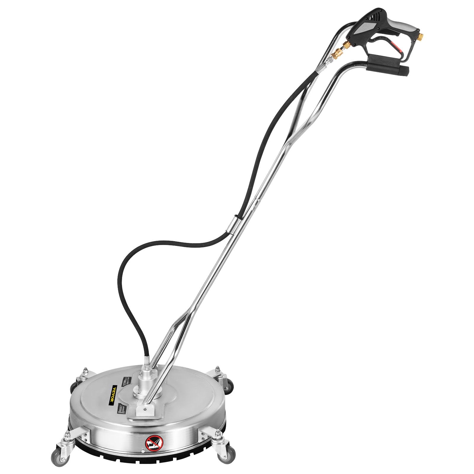 VEVOR Pressure Washer Surface Cleaner, 24'', Max. 4000 PSI Pressure by 2 Nozzles for Cleaning Driveways, Sidewalks, Stainless Steel Frame w/ Rotating Dual Handle, Wheels, Fit for 3/8'' Quick Connector