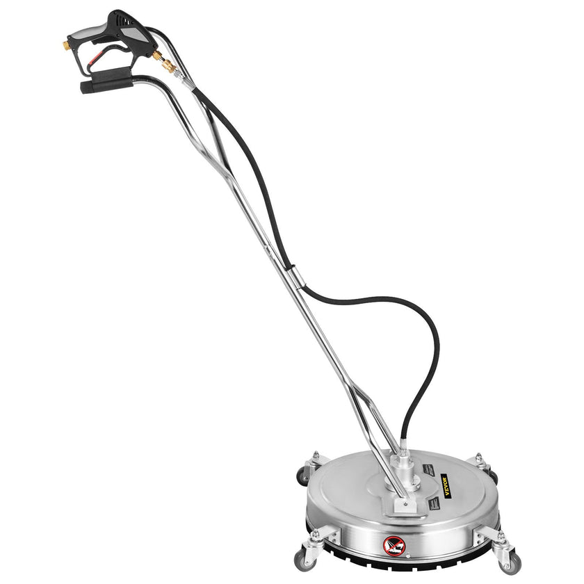 VEVOR Pressure Washer Surface Cleaner, 24'', Max. 4000 PSI Pressure by 2 Nozzles for Cleaning Driveways, Sidewalks, Stainless Steel Frame w/ Rotating Dual Handle, Wheels, Fit for 3/8'' Quick Connector