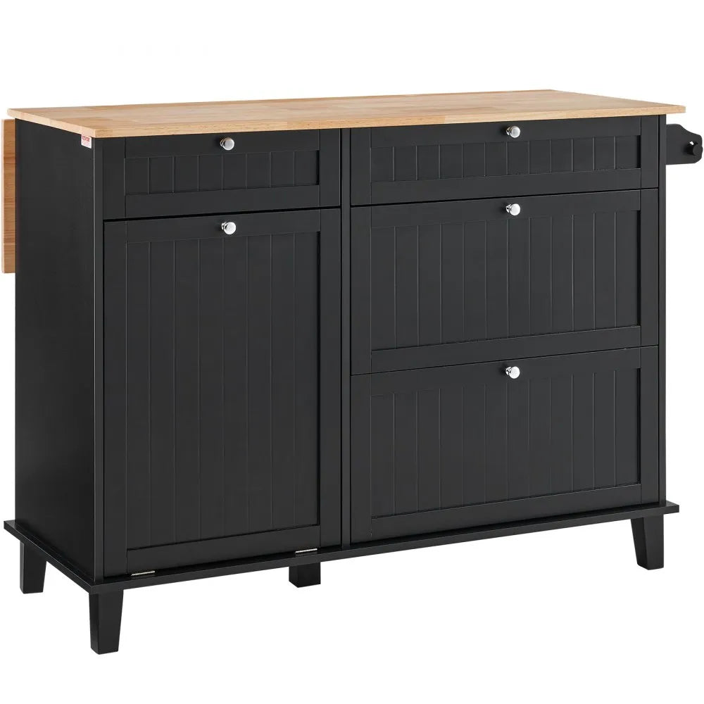 VEVOR Kitchen Island Cart Storage Cabinet Serving with Drawer & Trash Cabinet