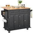 VEVOR Kitchen Island Cart Rolling Storage Cabinet on Wheel with Drawer & Shelves