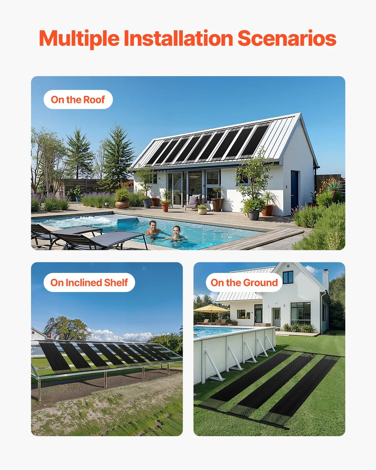 VEVOR Solar Pool Heater 4 x 10 Foot Aboveground & Inground Pool Heating System