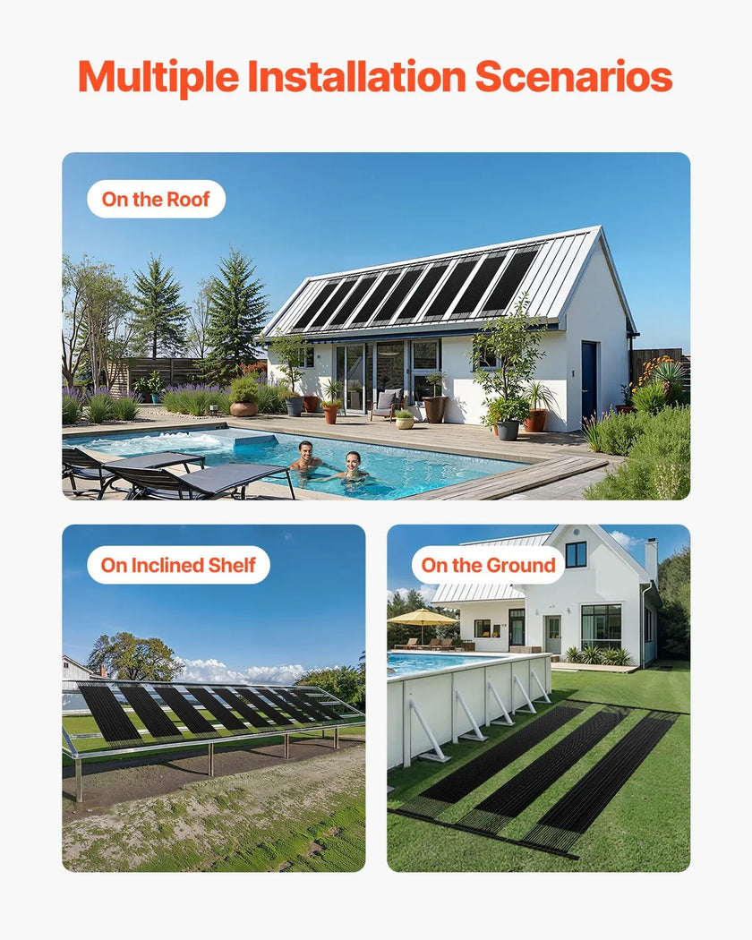 VEVOR Solar Pool Heater 4 x 10 Foot Aboveground & Inground Pool Heating System