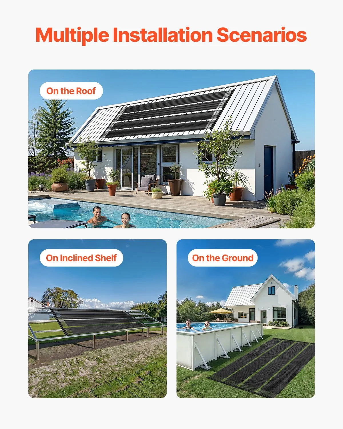VEVOR Solar Pool Heater 2.75 x 20 Foot Aboveground Pool Heating System( 2 Panels)