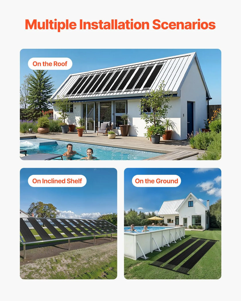 VEVOR Solar Pool Heater 4 x 10 Foot Aboveground Pool Heating System( 4 Panels)