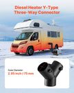 VEVOR 3-Inch Diesel Heater Duct Connector, Y Branch Air Vent Duct with Dual 90° Adjustable Valves, 3-Way Black Joint Connector for 2KW, 5KW, 8KW Diesel Heaters