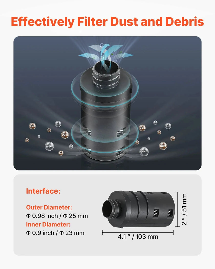 VEVOR Diesel Heater Intake Pipe Kit, 0.98 Inch Car Air Parking Heater Ducting Hose, Stretchable & Bendable Air Intake Filter Silencer for 2KW, 5KW, 8KW Diesel Heaters