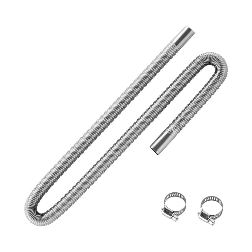 VEVOR Diesel Heater Exhaust Hose, 47.2 inch Stainless Steel Flexible Pipe with 2 Clamps for 2KW/5KW/8KW Diesel Heaters