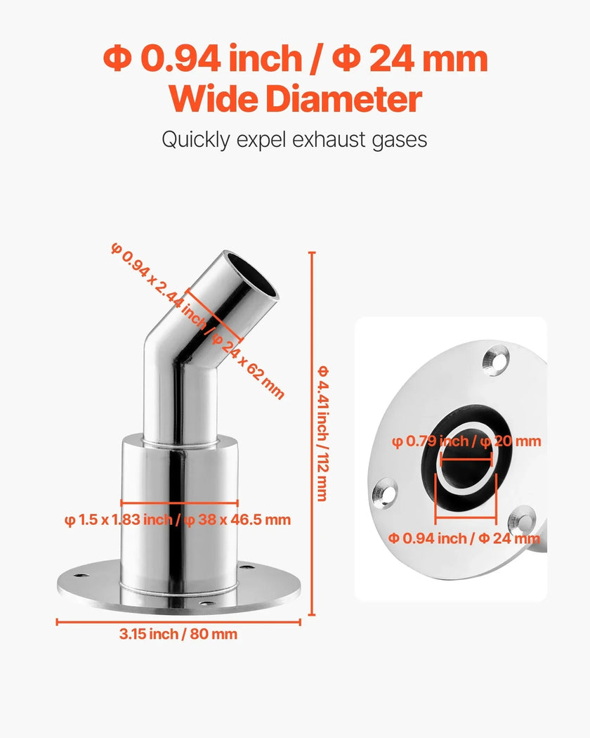 VEVOR Thru Hull Exhaust Skin Fitting – 0.94
