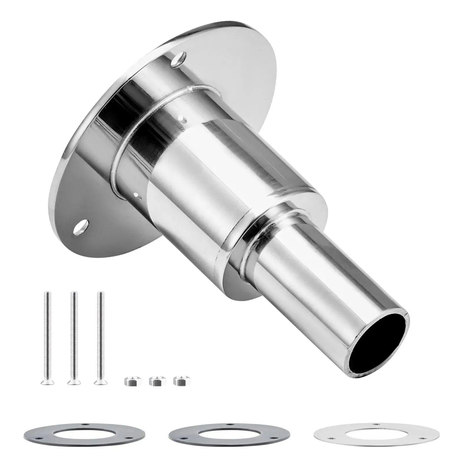 VEVOR Thru Hull Exhaust Skin Fitting – 0.94 Inch Straight Diesel Heater Exhaust Kit with Screws, Nuts & Gasket, 316 Stainless Steel