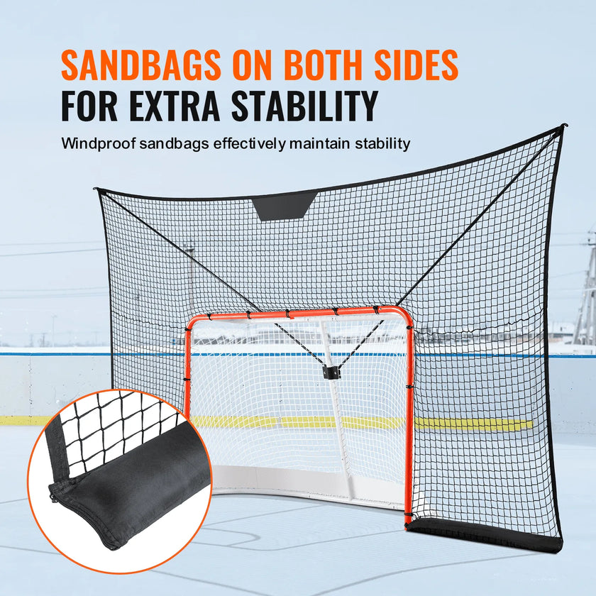 VEVOR Hockey Goal Backstop Net Street Hockey Sport Target Netting Outdoor 12x7FT
