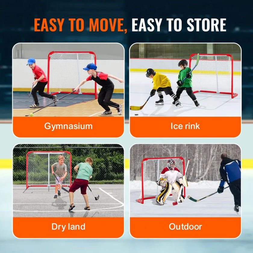 VEVOR Youth Street Hockey Net Indoor Outdoor Steel Hockey Goal for Kids 54
