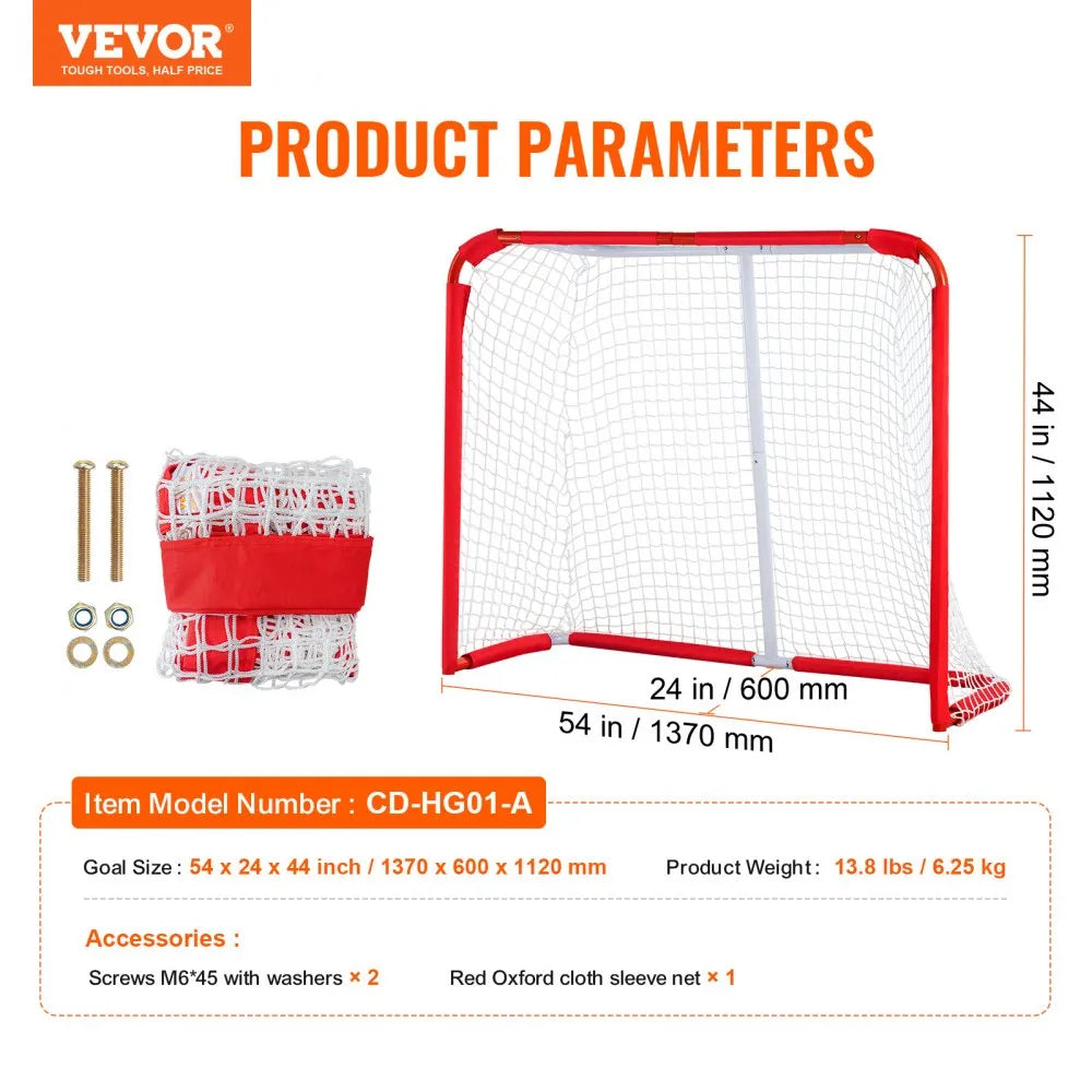 VEVOR Youth Street Hockey Net Indoor Outdoor Steel Hockey Goal for Kids 54