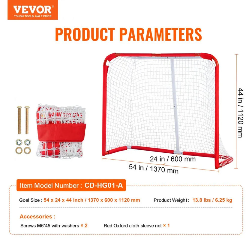 VEVOR Youth Street Hockey Net Indoor Outdoor Steel Hockey Goal for Kids 54