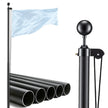 VEVOR 30 ft Heavy Duty Aluminum Flag Pole Kit for Outside, Sectional In-Ground Flagpole with Pulley System, PVC Ground Sleeve & Complete Hardware for Residential and Commercial Use, Black