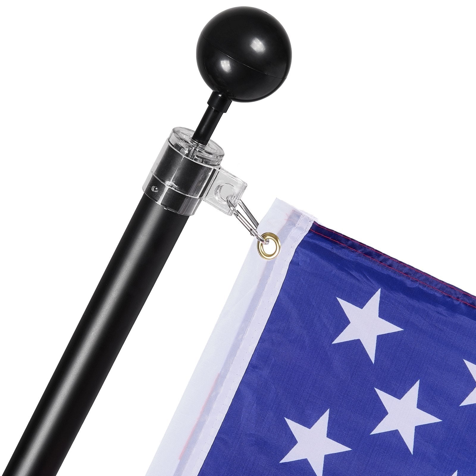 VEVOR 20FT Telescopic Flagpole Kit Heavy Duty Aluminum Flag Pole Black