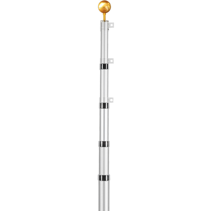 VEVOR 20FT Telescopic Flagpole Kit Heavy Duty Aluminum Flag Pole Silver