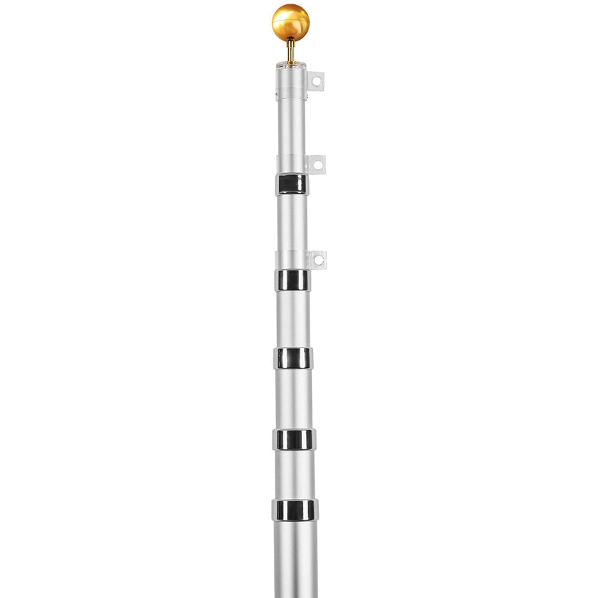 VEVOR 30FT Telescopic Flagpole Kit Heavy Duty Aluminum Flag Pole Silver