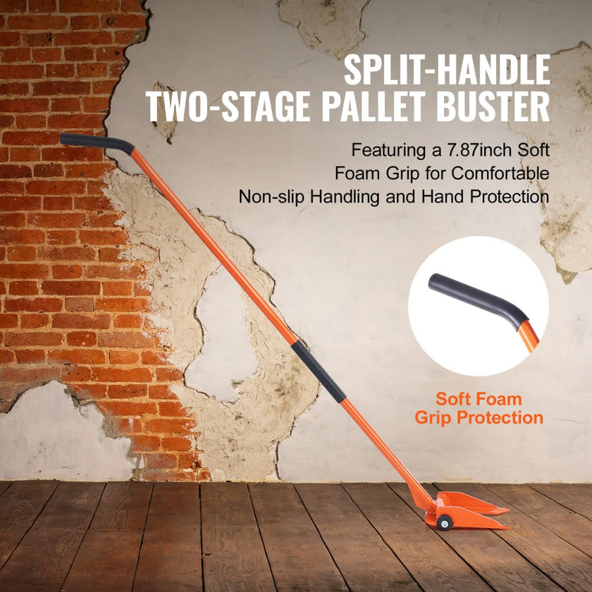 VEVOR Pallet Buster, 60-Inch Handle, 2000 lbs Weight Capacity, Q235 Carbon Steel, Heavy Duty Deck Wrecker Demolition Wood Pallet Tool Breaker Pry Bar Puller for Efficient and Effortless Board Removal