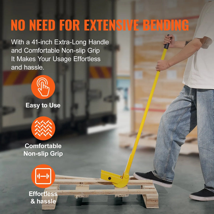 VEVOR Pallet Buster, 41-Inch Handle, 2000 lbs Weight Capacity, Q235 Carbon Steel, Heavy Duty Deck Wrecker Demolition Wood Pallet Tool Breaker Pry Bar Puller for Efficient and Effortless Board Removal