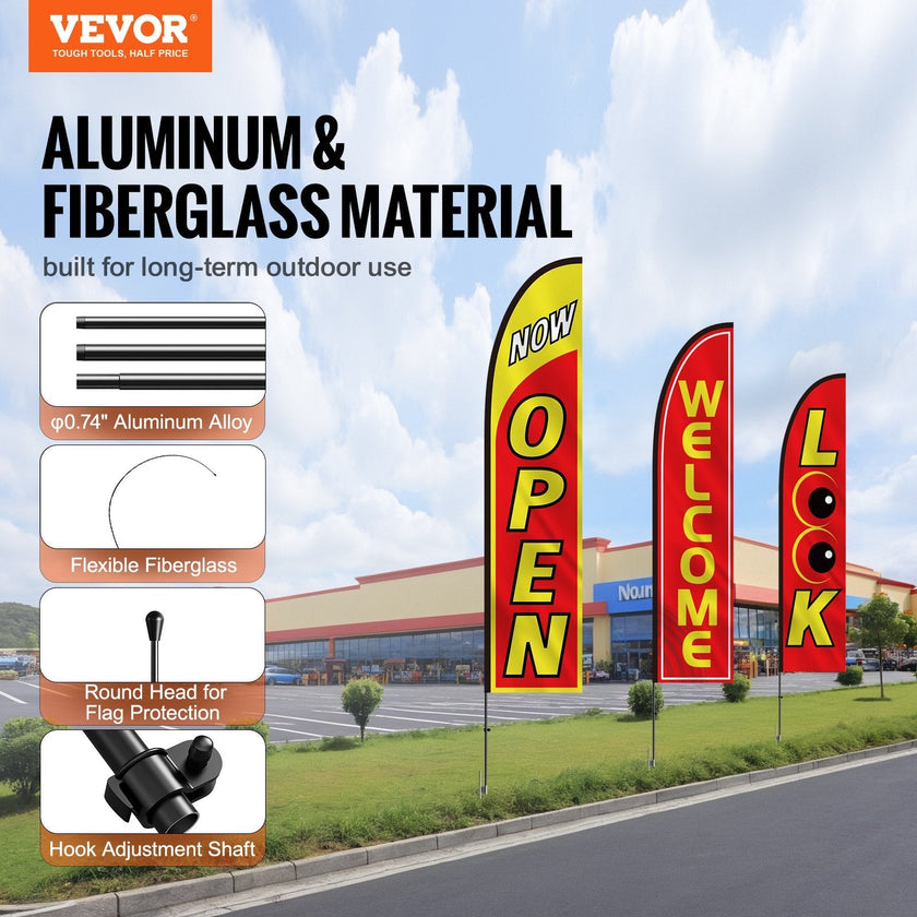 VEVOR Open Flags for Business Advertising Feather Flag Kit Open Look Welcome