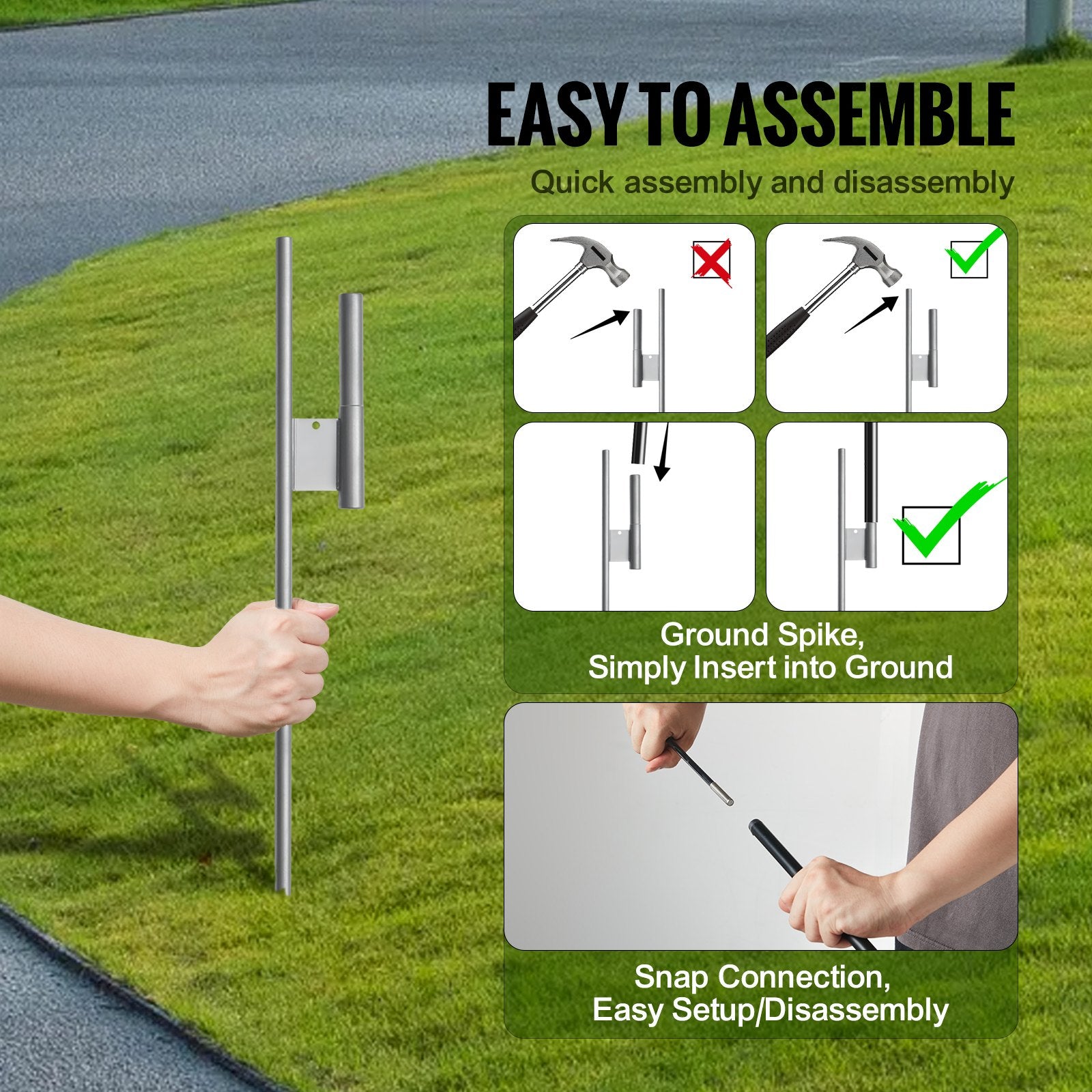 VEVOR Feather Flag Pole Kit 2 Packs Swooper Flag Pole 16.3 ft with Ground Stakes