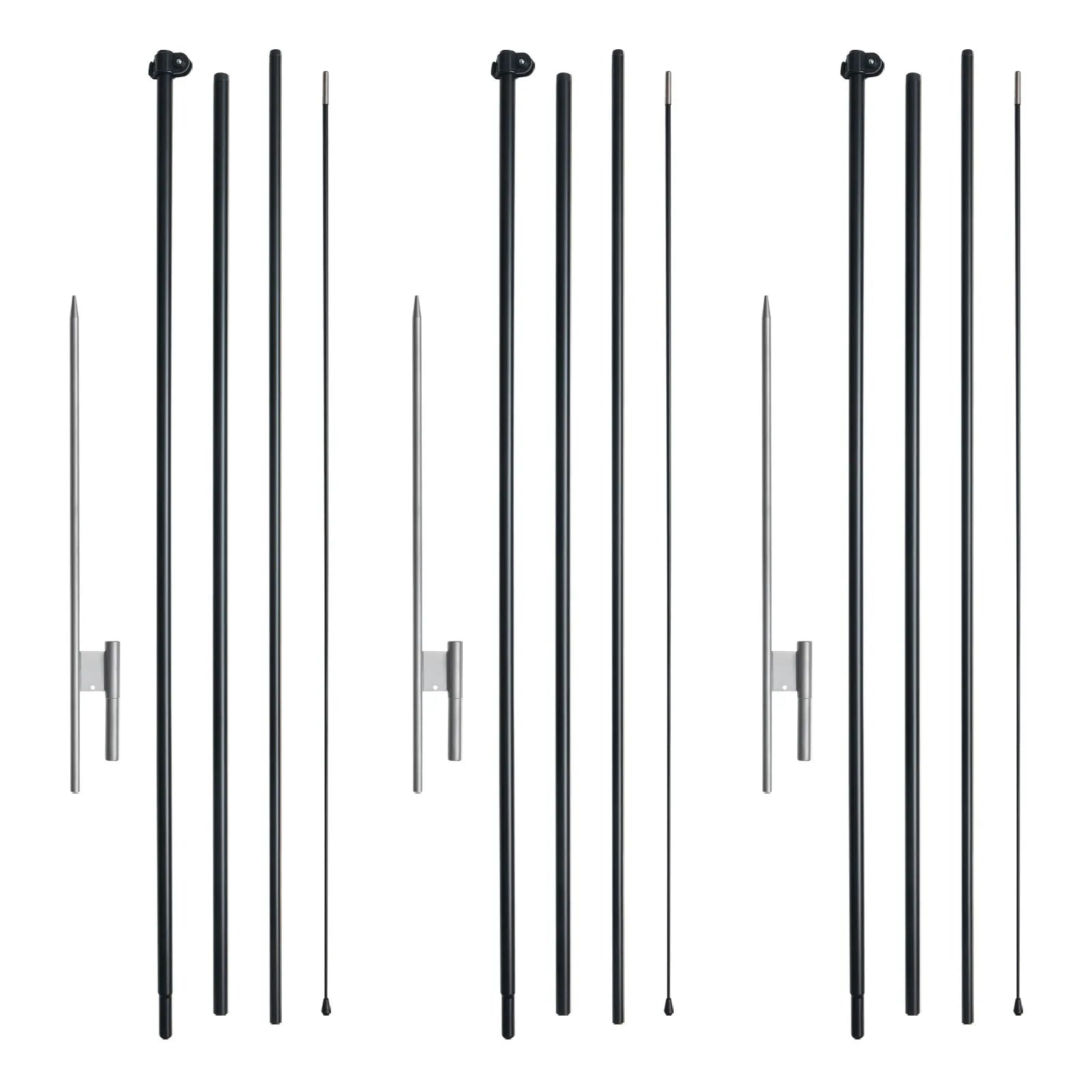 VEVOR Feather Flag Pole Kit 3 Packs Swooper Flag Pole 16.3 ft with Ground Stakes