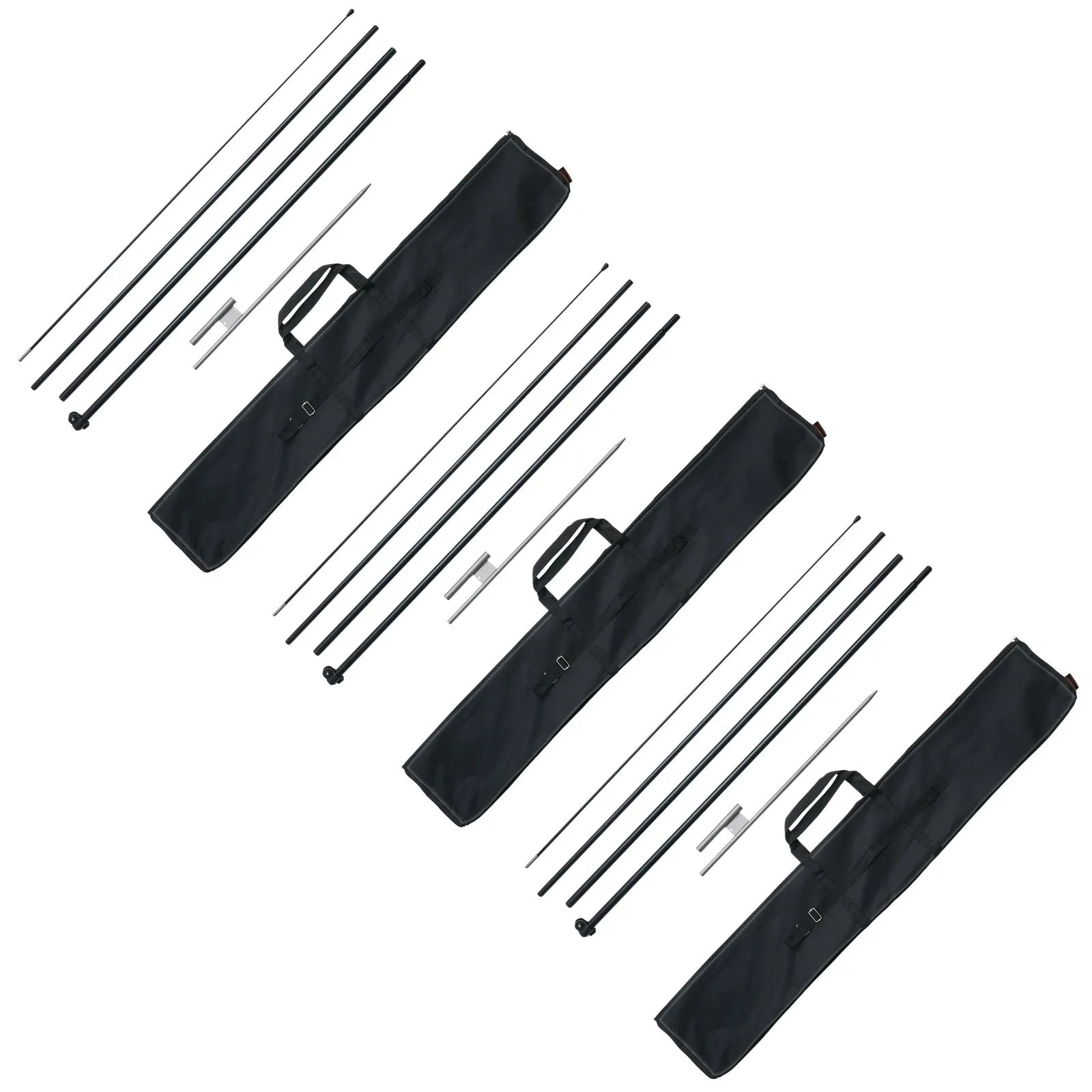 VEVOR Feather Flag Pole Kit 3 Packs Swooper Flag Pole 16.3 ft with Ground Stakes